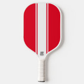 Fun Bright Red Slim White Vertikal Racing Streifen Pickleball Schläger (Rückseite)