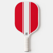 Fun Bright Red Slim White Vertikal Racing Streifen Pickleball Schläger (Vorderseite)