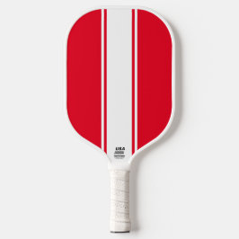 Fun Bright Red Slim White Vertikal Racing Streifen Pickleball Schläger