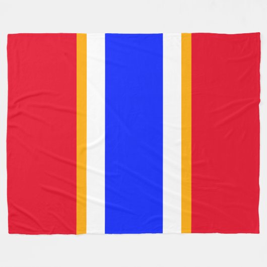 Fun Bright Red White Blue Gelb Rennstreifen Fleecedecke (Vorderseite (Horizontal))
