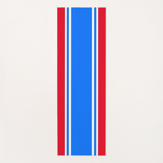 Fun Bright Red White Blue Modern Racing Streifen Yogamatte (Vorderseite)