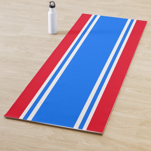 Fun Bright Red White Blue Modern Racing Streifen Yogamatte (Beispiel)