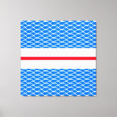 Fun Bright Red White Blue Waves Racing Stripes Leinwanddruck (Vorderseite)