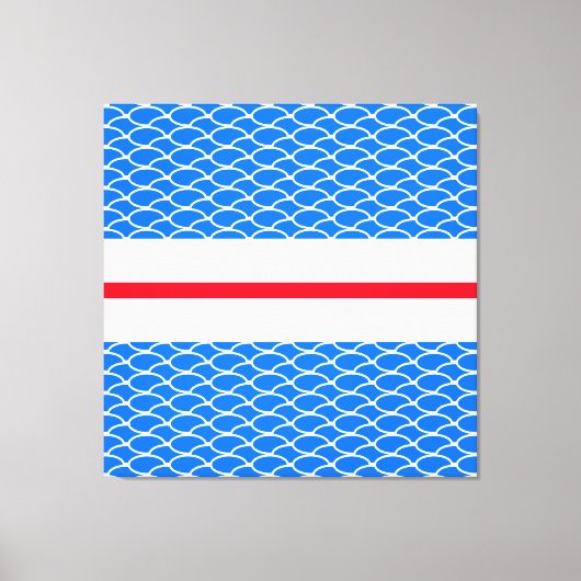 Fun Bright Red White Blue Waves Racing Stripes Leinwanddruck (Vorderseite)