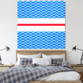 Fun Bright Red White Blue Waves Racing Stripes Leinwanddruck (Insitu (Schlafzimmer))