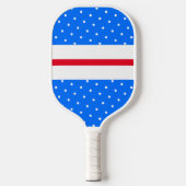 Fun Bright Red White Dotted Blue Racing Streifen Pickleball Schläger (Vorderseite)