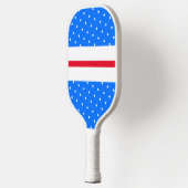 Fun Bright Red White Dotted Blue Racing Streifen Pickleball Schläger (Links)