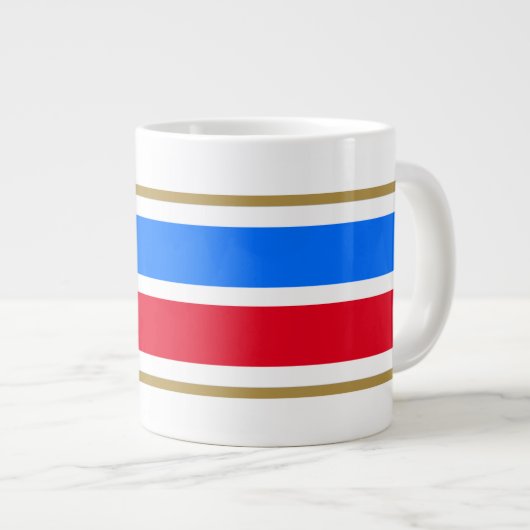Fun Bright Red White Nautical Blue Racing Streifen Jumbo-Tasse (Vorderseite Rechts)