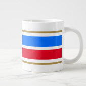 Fun Bright Red White Nautical Blue Racing Streifen Jumbo-Tasse (Rechts)