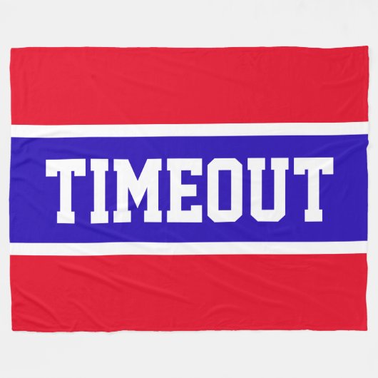 Fun Bright Red White Royal Blue Streifen "TIMEOUT" Fleecedecke (Vorderseite (Horizontal))
