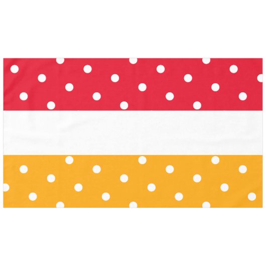 Fun Bright Red Yellow Summer Stripes Polka Dots Tischdecke (Vorderseite (Horizontal))