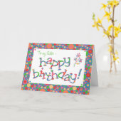 Fun Bright Spots Muster auf Blue Sister Birthday Karte (Gelbe Blume)