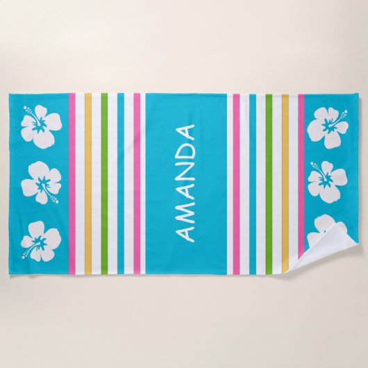 Fun Bright Strip Nautical Beach Handtuch (Vorderseite)