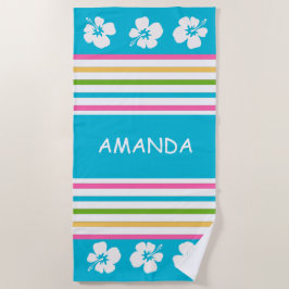 Fun Bright Strip Nautical Beach Handtuch