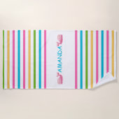 Fun Bright Strip Nautical Beach Handtuch (Vorderseite)