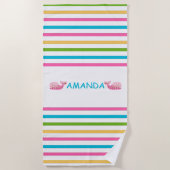 Fun Bright Strip Nautical Beach Handtuch (Vorderseite)