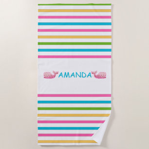 Fun Bright Strip Nautical Beach Handtuch