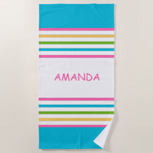 Fun Bright Strip Nautical Beach Handtuch