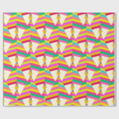 Fun Bright Striped Geometric Christmas Trees Geschenkpapier (Flach)