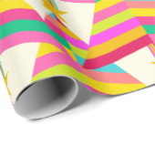 Fun Bright Striped Geometric Christmas Trees Geschenkpapier (Rolleneckpunkt)
