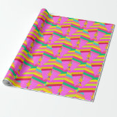 Fun Bright Striped Weihnachtsbaumen auf Fuchsia Pi Geschenkpapier (Ungerollt)