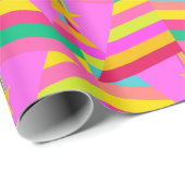 Fun Bright Striped Weihnachtsbaumen auf Fuchsia Pi Geschenkpapier (Rolleneckpunkt)