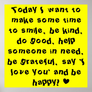 Fun Bright Yellow Motivierend Zitat Poster