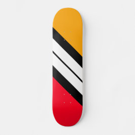 Fun Bright Yellow White Diagonal Racing Strip Skateboard
