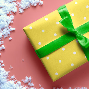 Fun Bright Yellow & White Polka Dot Muster Geschenkpapier