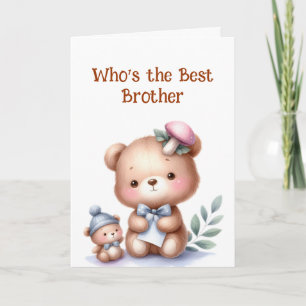 Fun Brother Geburtstag Niedlich Teddy Bär Karte