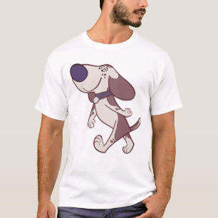 Fun Brown and Cream Cartoon Dog Walking T-Shirt
