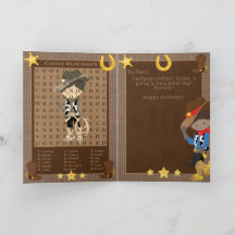 Fun Brown Boys Cowboy Word Suche glücklich Geburts