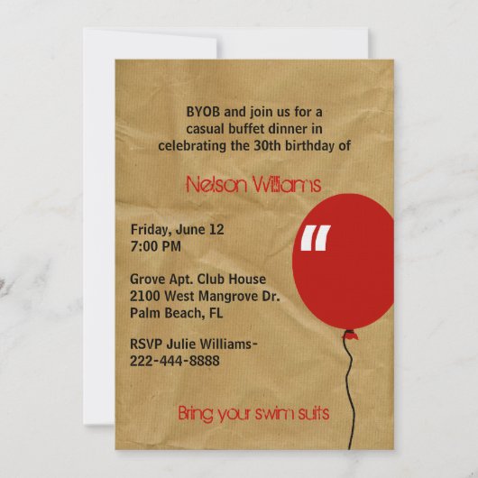 Fun Brown Faltenpapier Geburtstag Einladung (Vorderseite)