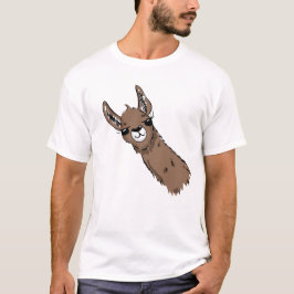 Fun Brown Llama Head T-Shirt