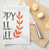 Fun Brown Orange Happy Fall Leaf Geschirrtuch (Viertel Falte)