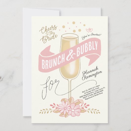 Fun Brunch und Bubbly Bridal Dusche Einladung (Vorderseite)