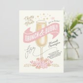 Fun Brunch und Bubbly Bridal Dusche Einladung (Stehend Vorderseite)