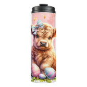 Fun Brushstroke Highland Cow Easter Tumbler Thermosbecher (Vorderseite)