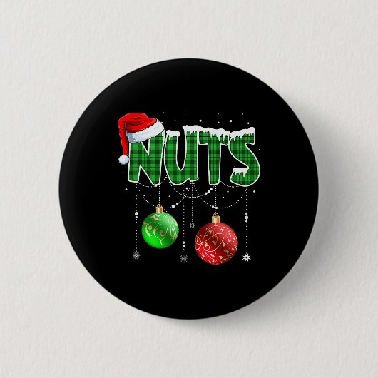 Fun Brust Nüsse Weihnachten Matching Couple Chestn Button (Vorderseite)