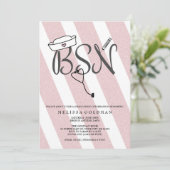 FUN BSN Abschluss lädt zum Rosa-Rosa-Glitzer ein Einladung (Stehend Vorderseite)
