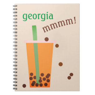Fun Bubble Tee/Boba Tee Individuelle Name Notebook Notizblock