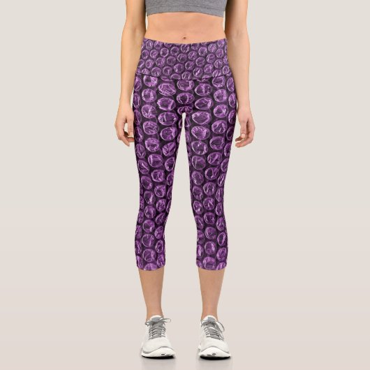 FUN Bubble Wrap Lila Capri Leggings (Vorderseite)