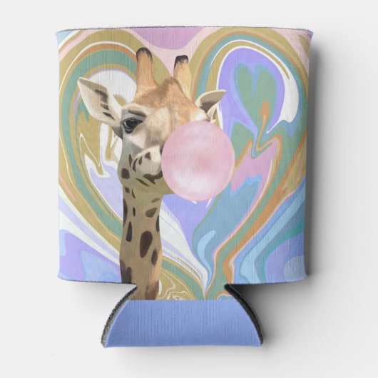 Fun Bubblegum Blasen Giraffe Liquid Swirl Blau Dosenkühler (Vorderseite)