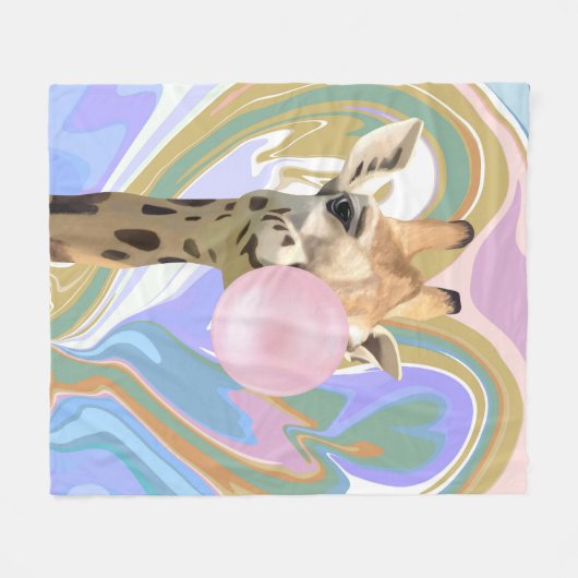 Fun Bubblegum Blasen Giraffe Liquid Swirl Blau Fleecedecke (Vorderseite (Horizontal))