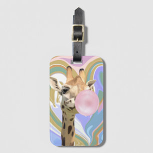Fun Bubblegum Blasen Giraffe Liquid Swirl Blau Gepäckanhänger