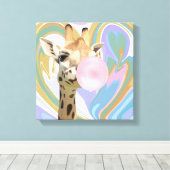Fun Bubblegum Blasen Giraffe Liquid Swirl Blau Leinwanddruck (Insitu (Holzboden))