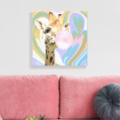 Fun Bubblegum Blasen Giraffe Liquid Swirl Blau Leinwanddruck (Insitu (Wohnzimmer))