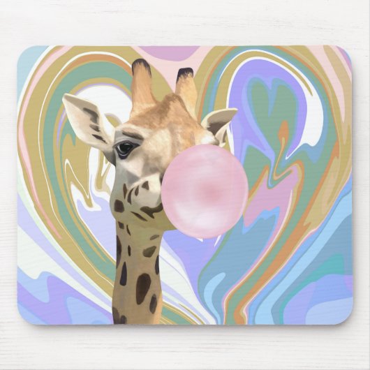 Fun Bubblegum Blasen Giraffe Liquid Swirl Blau Mousepad (Vorne)