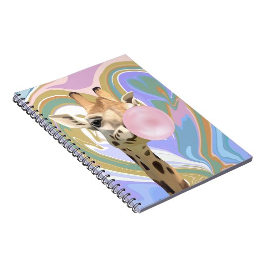 Fun Bubblegum Blasen Giraffe Liquid Swirl Blau Notizblock (Rechte Seite)