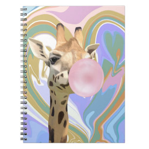 Fun Bubblegum Blasen Giraffe Liquid Swirl Blau Notizblock